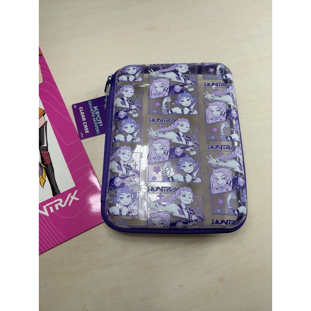 K-Pop Demon Hunters Huntrax Folder and Clear Pencil Case Set Purple Pink